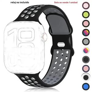 Correa de reloj deportiva de silicona con agujeros transpirables, suave para Apple Watch Band 44mm 49mm 45mm 40mm 41mm 38mm 42mm 46mm, iWatch Series 8 SE 7 6 5 9 10 Ultra, Wearable