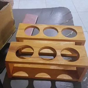 Rak Botol Kayu Tempat Naruh Botol Sirup DLL 3-5 Lubang - Kitchenware Dapur