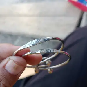 UKIR NAMA !!! gelang monel asli pakai lonceng ukuran bayi dan anak