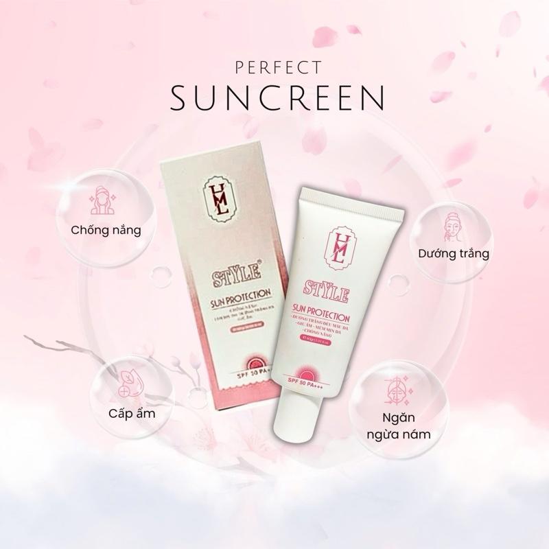   H01 Kem Chống Nắng Nâng Tone Tự Nhiên ,Dưỡng Da SPF 50 PA+++ ,Tan như nước trên da -  50gr  Perfect Sunscreen 
