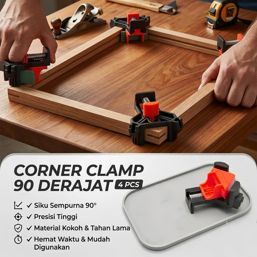 Corner Clamp 4pcs Set Spring Pigura 90 Derajat Penjepit Sudut Kayu Siku Clip A880