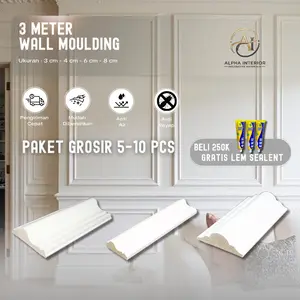 ALPHA - GROSIR Wall Moulding 3 Meter List Plafon PVC Premium 3 4 6 8 CM / Lis Border Molding Dinding Plavon Rumah