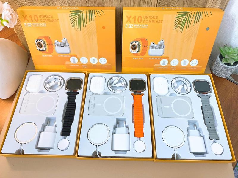 Combo Công Nghệ Tiện ích: Đồng Hồ Thông Minh + Sạc Nhanh + Tai Nghe + Sạc dự phòng không dây