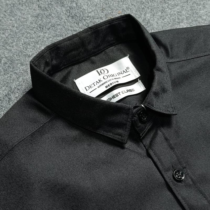 Kemeja Pria Slimfit Lengan Pendek [HITAM] Katun Twill Premium Casual/Formal Basic Kantor Distro by Gudangkemejaid 3