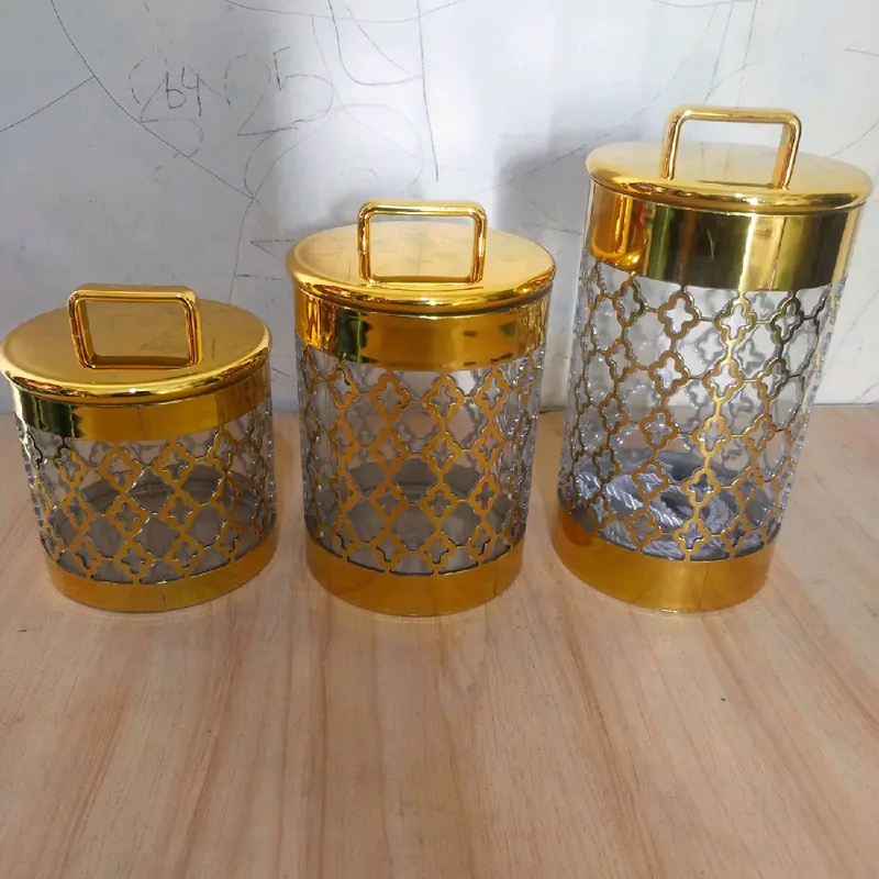 Toples Sultan Akrilik 3 pcs Gold Penyimpanan Plastik Emas 6