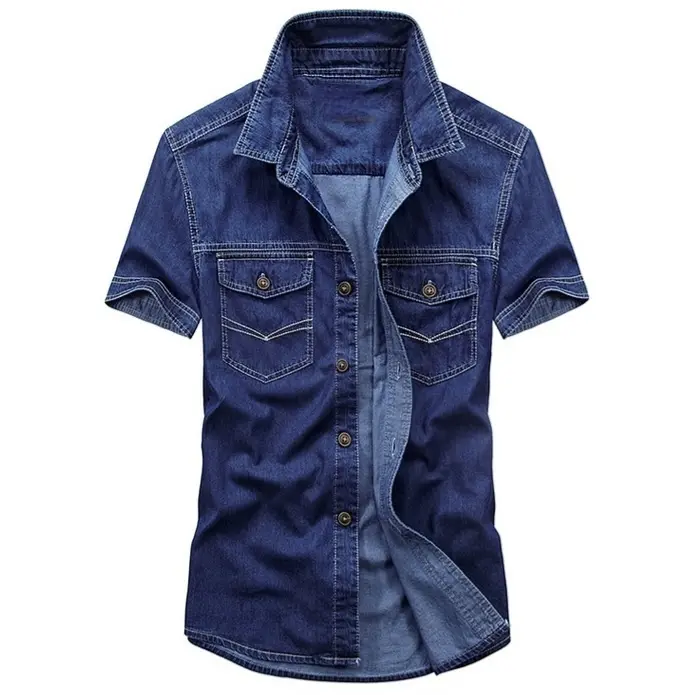 Kemeja Denim Kayser Lengan Pendek Pria Model Slim Fit 0