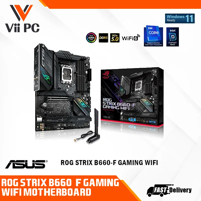 ASUS ROG STRIX B660-F GAMING WIFI LGA1700 DDR5 WiFi 6 M.2 USB 3.2 Gen 2x2 Type-C Aura Sync RGB B660 Motherboard