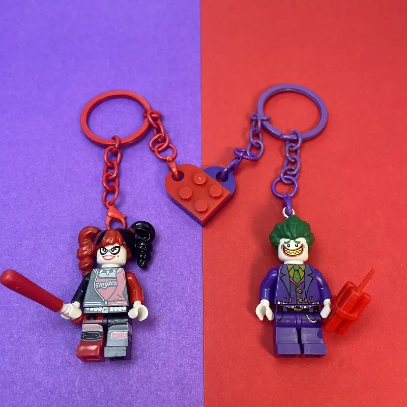 Lovely keychain couple backpack pendant Compatible with Building Blocks DC Justice League Super English Joker Minifigure Pendant
