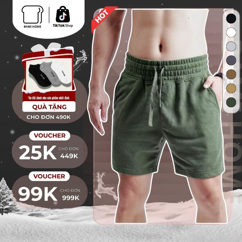 Quần short thể thao nam chất vải nỉ chân cua lưng thun 8cmm co giãn thoải mái QN082 BAMIHOME store