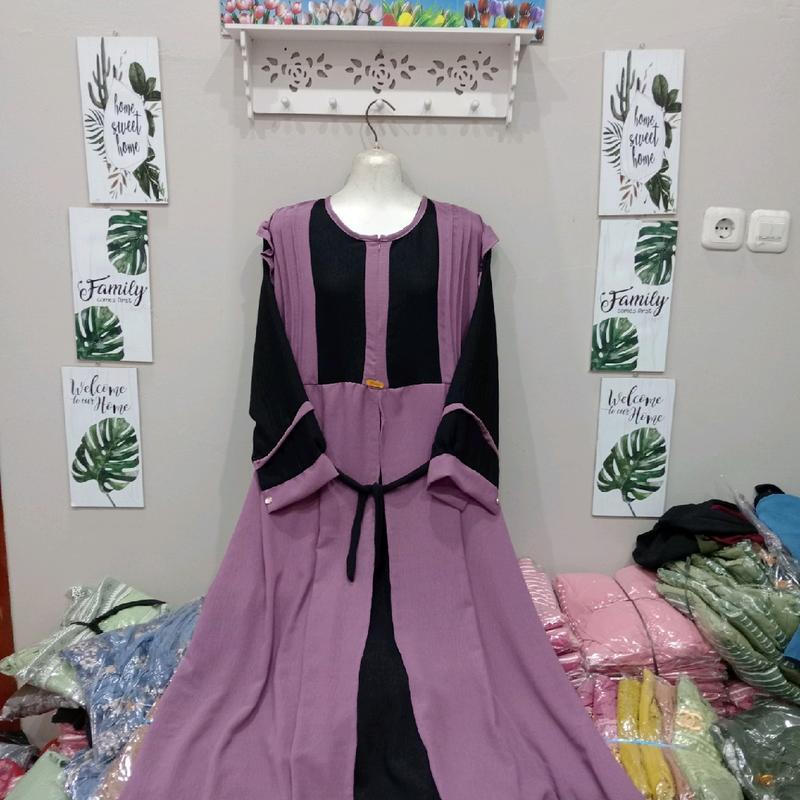 2025 Difarina dress gamis crinkle double layer/gamis dewasa jumbo busui/gamis crinkle kombinasi buka pintu/gamis lebaran model terbaru Wanita Pesta muslimah rekomendasi baju melayu swaroxy vina dres marun 5