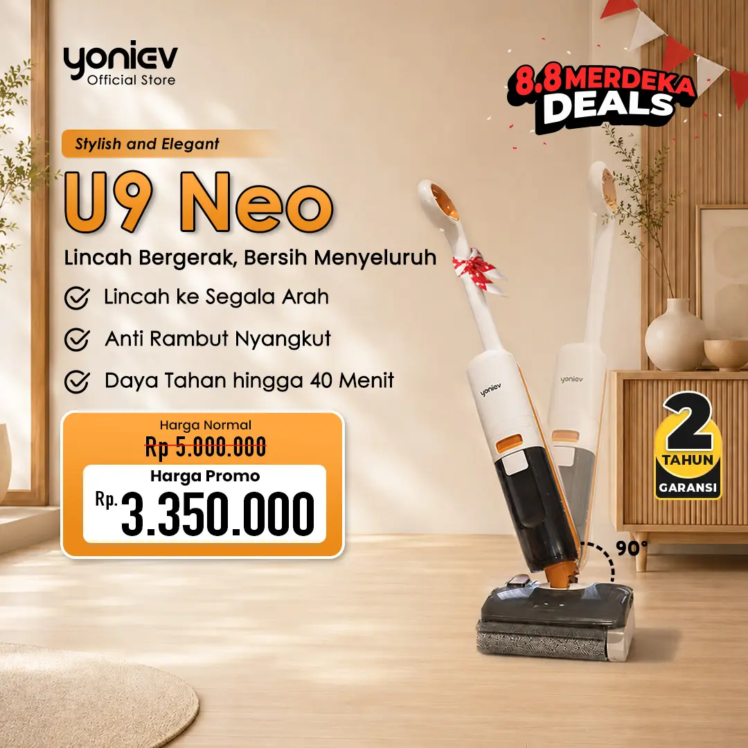 Yoniev U9 Neo Vacuum Cleaner Wet Dry Cordless Vacuum Cleaner and Floor Washer Penyedot Debu