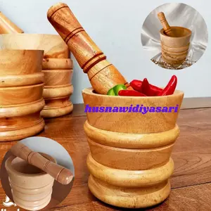 TERMURAH Lumpang Kayu Mahoni Set Ukuran Kecil - Set Lumpang Kayu + Alu