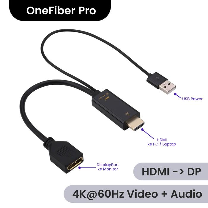 Gambar Kabel HDMI Male to DisplayPort (DP) Female dari onefiber Kota Bandung Tokopedia