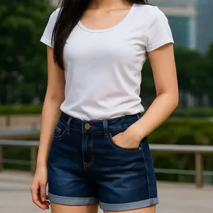 Celana Hotpants Jeans Wanita Pinggang Karet Terbaru Desain Modern dan Stylish Skinny Denim Dewasa