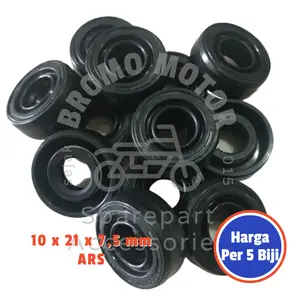 Paket Isi 5 PCS Oil Seal Shock Belakang Beat Vario PCX ADV Scoopy Spacy Genio Supra X 125 FI Revo ABS FIT 110 FI Blade Skydrive Spin Nex Stylo New Fit Tipis 10 21 7,5 mm / Tebal 10 21 10 mm (Sil Oli Shock Breaker Rear Absorber)