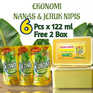 Nanas & Jeruk Nipis Paket Hemat Sabun Cuci Piring Ekonomi 6 Pcs x 122 ml Murah + 2 Box Sabun Gratis