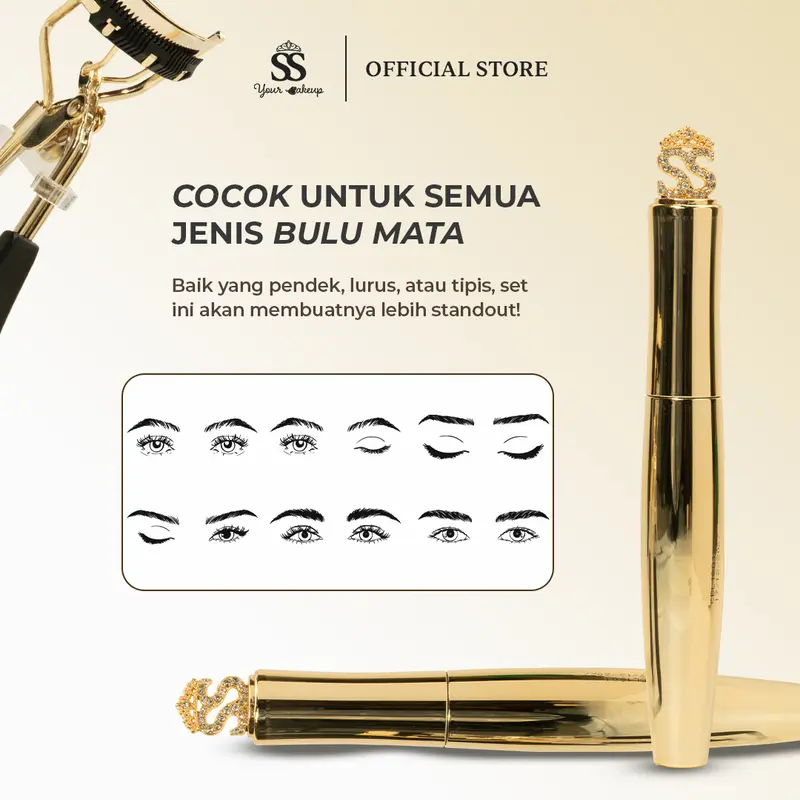 [SS YOUR MAKE UP] - SET MASCARA & EYE CURLER Volume, Length, Care with Biotin & Vitamin E, Waterproof, Gentle on eyes, Maskara lentik tanpa gumpal, long lasting 3
