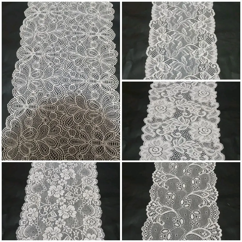 Renda Stretch Lebar untuk Baju - Warna Putih BW Cream - Harga Permeters Kain