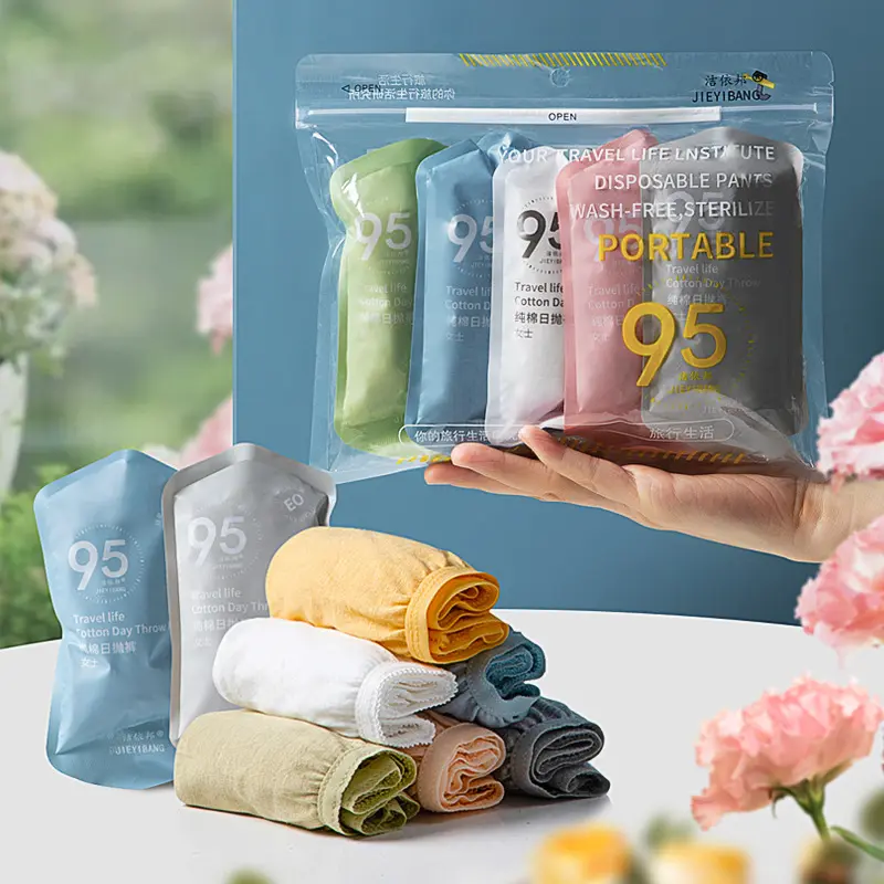 Comfort Travel Disposable Underwear Panties for Women, 100% Cotton, Sterile, Post-birth Essential Womenswear Lady Basic Minimalist