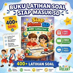 BUKU LATIHAN SOAL ANAK SIAP MASUK SD ISI 400+ SOAL 70 HALAMAN FREE COVER LENGKAP