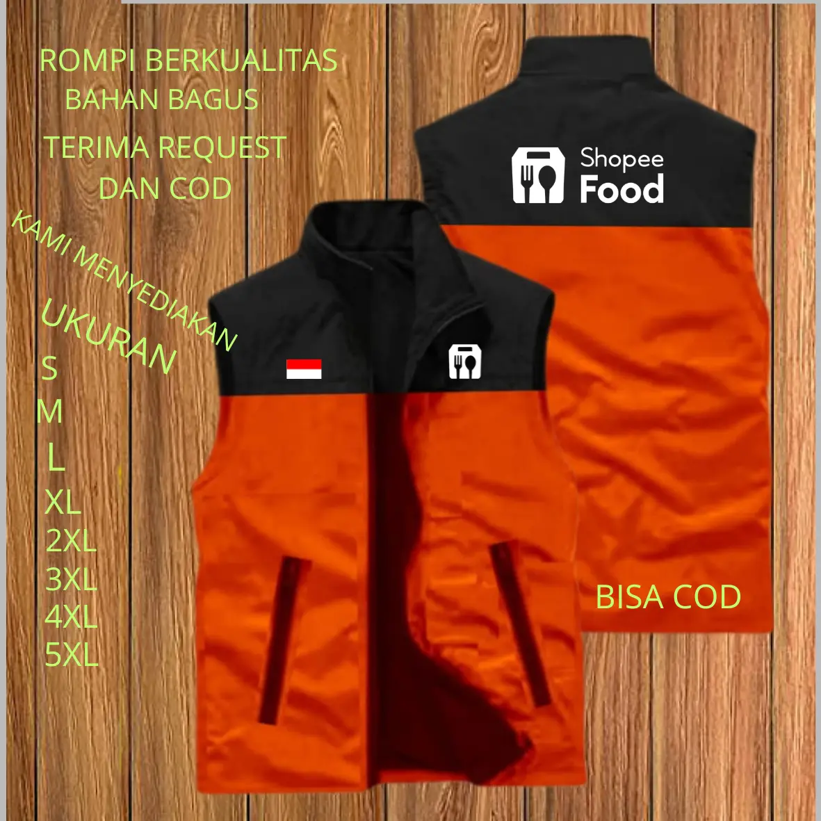 BIG SALE!!! Rompi Pria Driver Shop3food - Jaket Rompi Outdoor Logo FUd Online Bahan Tebal Dijamin Real Picture