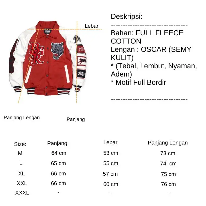 Jaket Varsity Baseball Jacket Vintage Windbreaker Bordir Tebal Jaguar Premium BGSR Terbaru Pria Wanita Bomber Distro Casual Cowok Keren Fleece Sweater Hitam 8