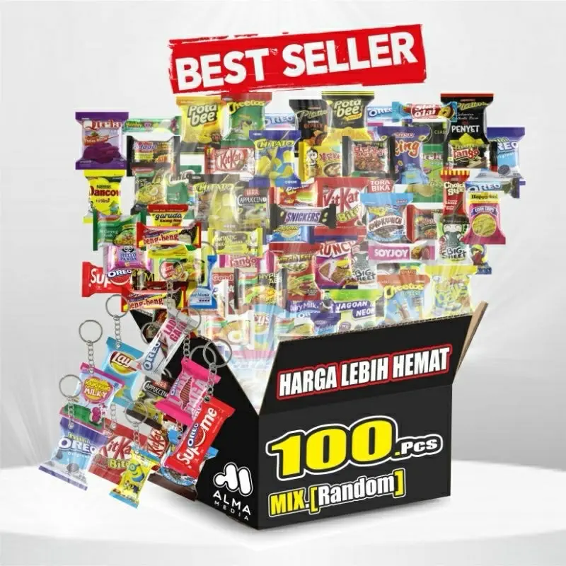 10 PCS GANCI GANTUNGAN KUNCI SOUVENIR LUCU MINIATUR BENTUK SNACK LUCU RANDOM Hadiah Hiasan  gantungan tas Magnet 0