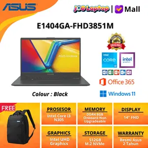 Asus E1404GA-FHD3851M Black i3 N305 Win11 OHS (14" FHD/UMA/512GB/8GB)