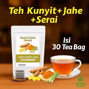 TEH KUNYIT,JAHE & SERAI/TUMERIC GINGER with LEMONGRASS TEA Herbal Tea Isi 30 Teh Celup & 20 teh celup