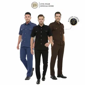 Setelan Seragam Safari Security Pria Baju Setelan Seragam Security Tangan Pendek CIVIL WEAR