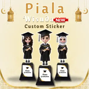 Custom Sticker Tatakan Piala Akrilik Wisuda Hadiah Souvenir Kelulusan SD SMP SMA