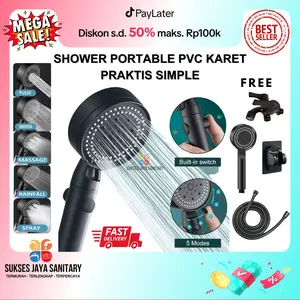 5 In 1 Kepala Shower Set Mandi Hitam Premium Shower Head Set 5 Mode Adjustable Shower Dengan Selang Portable Kamar Mandi Shower Air Keran Minimalis Aluminium