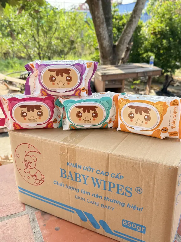 Combo 10 bịch khăn giấy ướt BABYWIPE 650gr Khổ giấy to 18x24cm vải bị mềm êm không mùi không cồn xài cho bé khăn  giấy  ướt  650gr 1