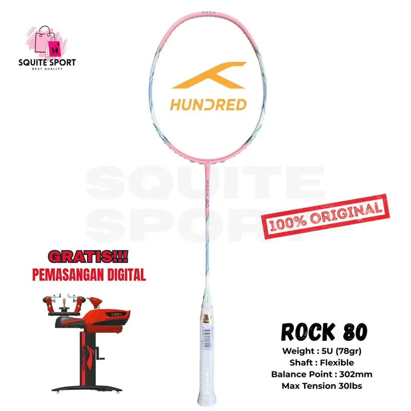 RAKET HUNDRED ROCK R80 ORIGINAL BADMINTON FULLSET SIAP PAKAI