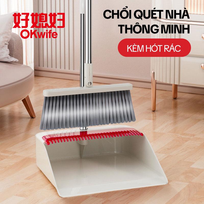 Bộ Chổi Quét Nhà Thông Minh OKwife AGW-4486, Chổi Quét Nhà Kèm Hót Rác, Chổi Cước Quét Nhà Cao Cấp