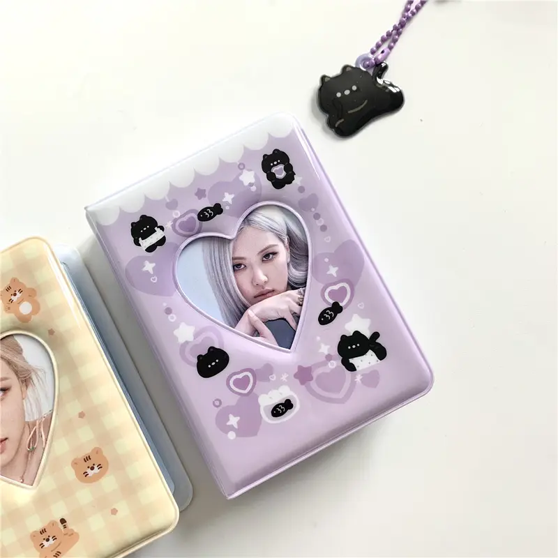 Album Ảnh Mini, 36 Bìa Góc, Kích Thước Nhỏ, Thiết Kế Trái Tim Và Rỗng, Chất Liệu PVC, Màu Tím, Đựng Thẻ Ảnh Kpop, Đóng Gáy Thẻ Ảnh Decor Da Decor Da 1