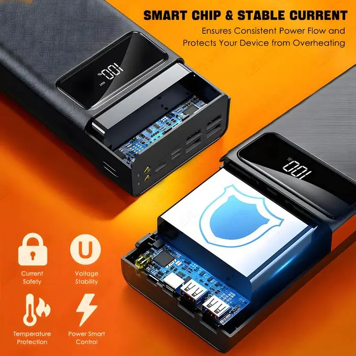 60000mAh PowerBank 4 USB Fast Charging External Battery Powerbank LED - Hitam 60000mAh PowerBank 4 USB Fast Charging External Battery Powerbank LED - Hitam