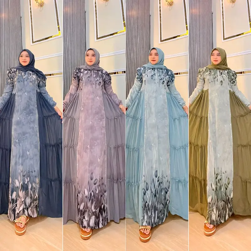 Safika gamis ceruty set hijab by Rizam 5
