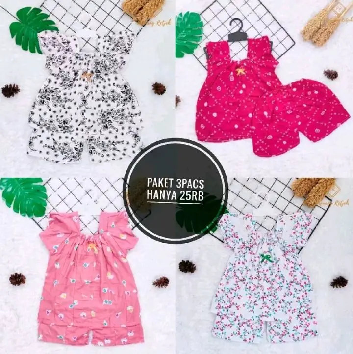 OBRAL 3 PCS ONE SET ANAK UMUR 1-3 TAHUN RAYON VISCOSE // SETELAN ANAK TERLARIS RANDOM 4