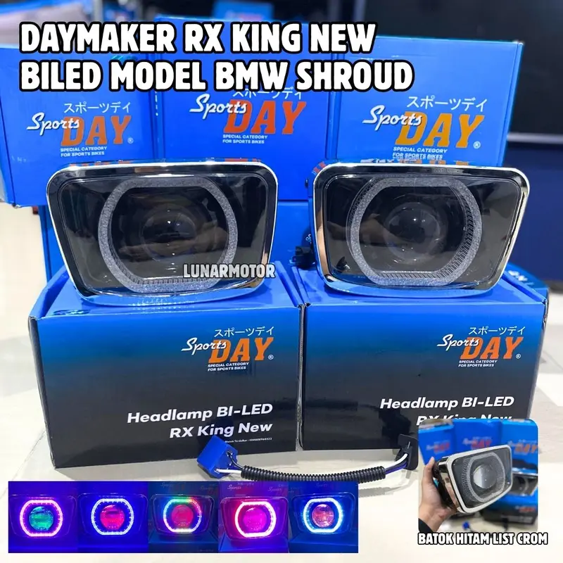 DAYMAKER RX KING BILED RGB BATOK HITAM SPORTSDAY LAMPU DEPAN RXKING GL 2