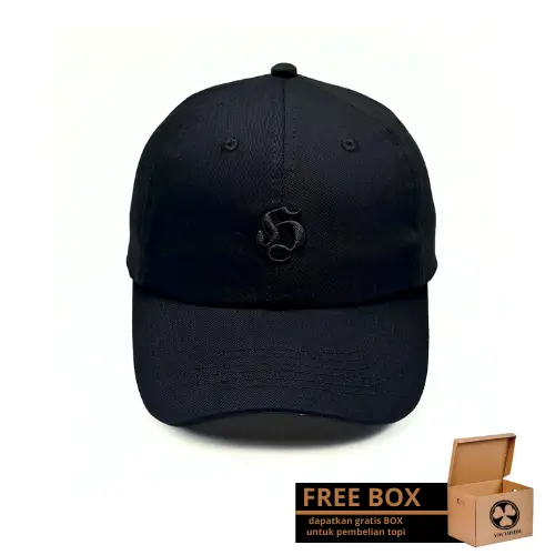 Youthside - Topi Polo Caps Hooligan Embroidery Black White Simple Hats Uniseks