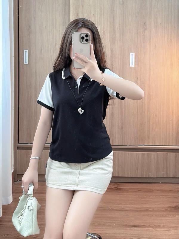  Áo Polo nữ tay phối cách điệu ,phong cách dễ mặc from vừa dễ thương có size tới 85kg   M16  