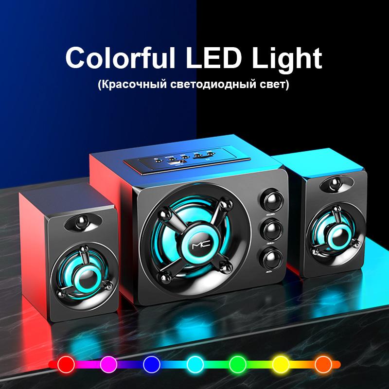 Loa âm thanh nổi 3D HIFI đầy màu sắc, đèn LED nặng, AUX, USB, có dây, không dây, Bluetooth , Âm thanh, rạp hát gia đình, loa dạng thanh vòm, TV Củ Loa Nghe Nhạc 2