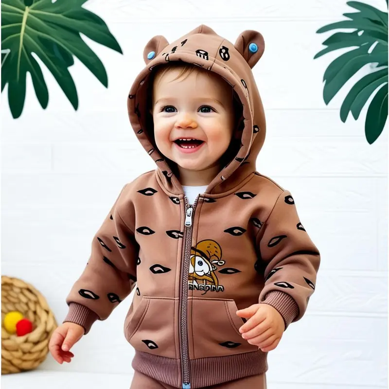 0-2 TAHUN FREE ONGKIR COD JAKET ANAK BAYI BALITA  - Jaket Bayi Baby BEAR / baby BEAR 3 WARNA / jaket anak biru merah perempuan lengan bulu Ritsleting Gray 4