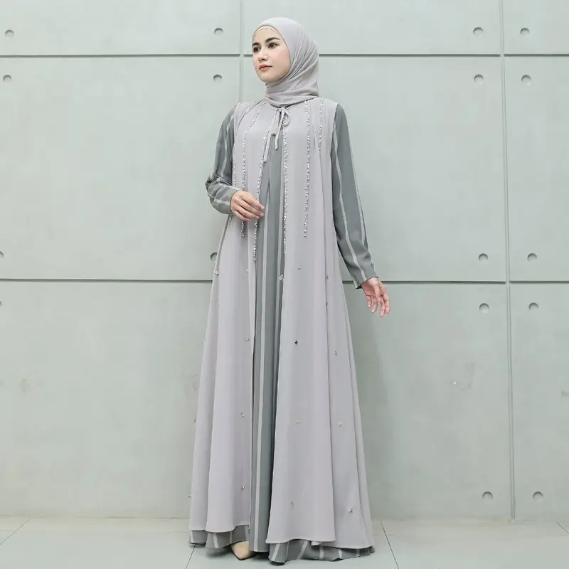 Aisyalina Id VOL 4 Sarimbit Collection Syella Set Series Pashmina Segiempat Bahan Bonita Motif Printing Mix Ceruti Polos Dress Gamis Wanita Outer Style 3