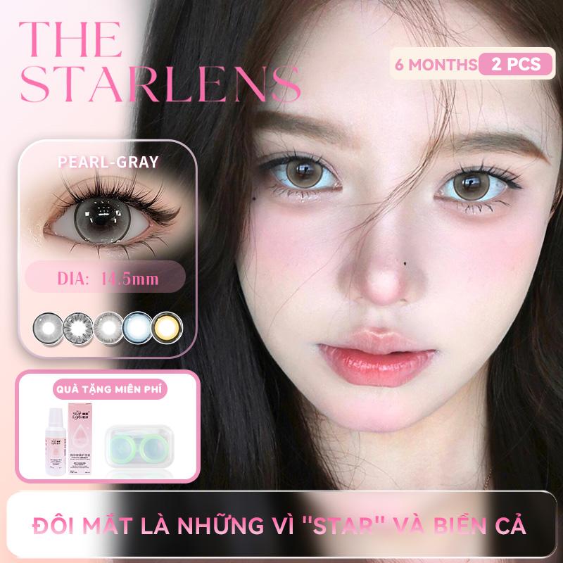 Kính áp tròng Starlens lens không viền 2 cái DIA14,5mm màu đen nâu len mắt xinh tự nhiên lens uyên trang dùng mềm mại và to được sử dụng trong 6 tháng với các cấp độ từ 0 đến 8