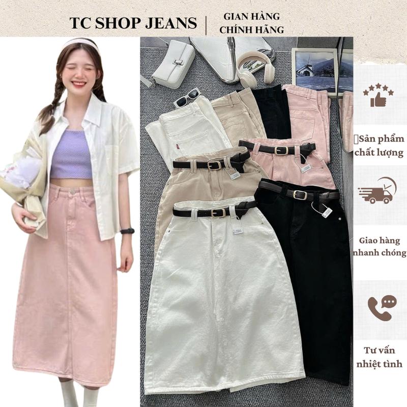 TCSHOPJEAN Chân Váy Jeans Dài Bigsize Xẻ Tà Sau Đủ Màu Xinh Yêu Mã 430
