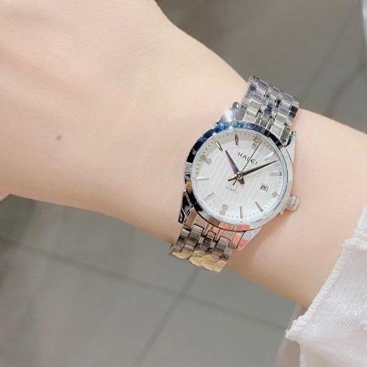 Đồng Hồ Nữ HA Basic Lịch Ngày TẶNG KÈM DỤNG CỤ THÁO MẮC PIN HỘP 2 Màu Lựa Chọn: Demi, Trắng size 28mm  Women Watch Đeo Tay