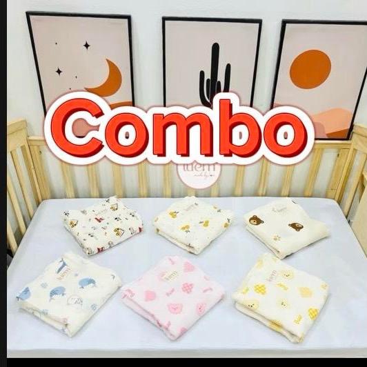 iuem (tặng 1 set 5 khăn sữa 2 lớp) COMBO 2 Khăn tắm xô muslin 4 lớp 88*90cm dành cho bé từ sơ sinh tới lớn, đa năng làm chăn tới 1 tuổi cho bé