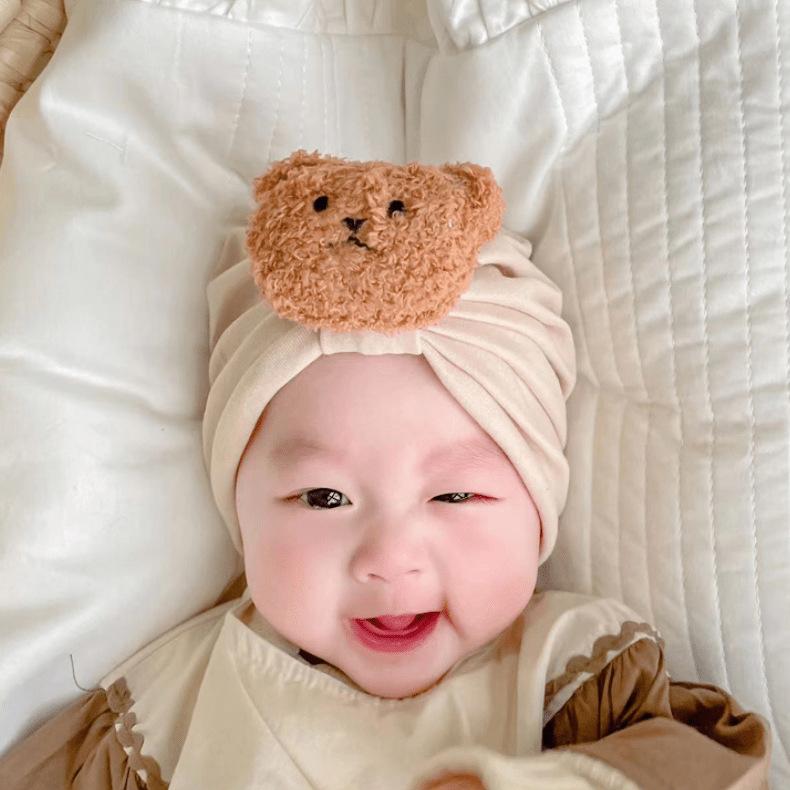 Mũ Turban Cotton Mềm Cho Bé, Mũ Hoạt Hình Gấu, Bé Gái Và Bé Trai, Dễ Thương, Trẻ Mới Biết Đi, Mũ Ấn Độ, Mũ Trùm Đầu